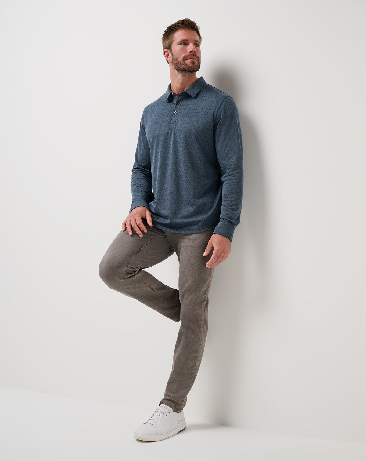 TravisMathew | Handsome Town Long Sleeve Polo - Navy
