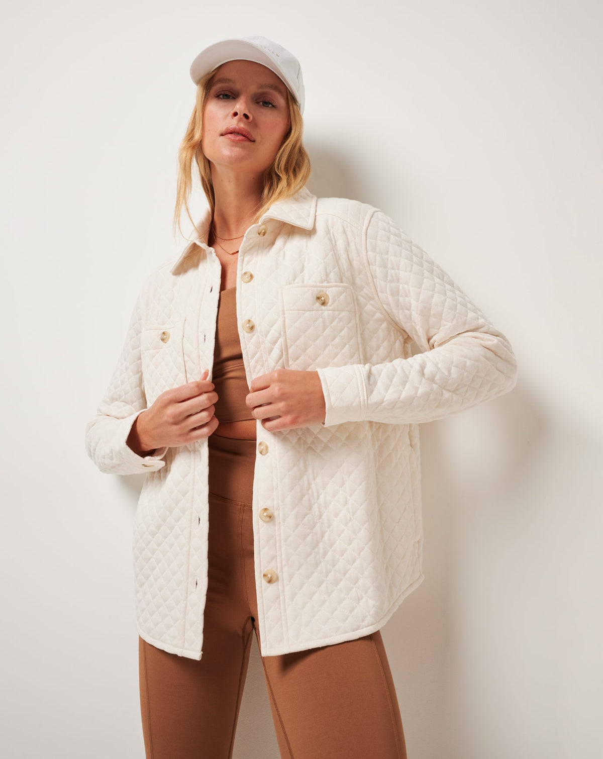 TravisMathew | Diamond Quilted Shacket - Eggnog