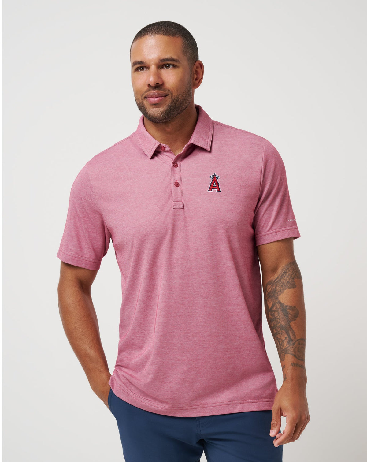 TravisMathew | Los Angeles Angels Playoff Pitch Polo - Heather Red