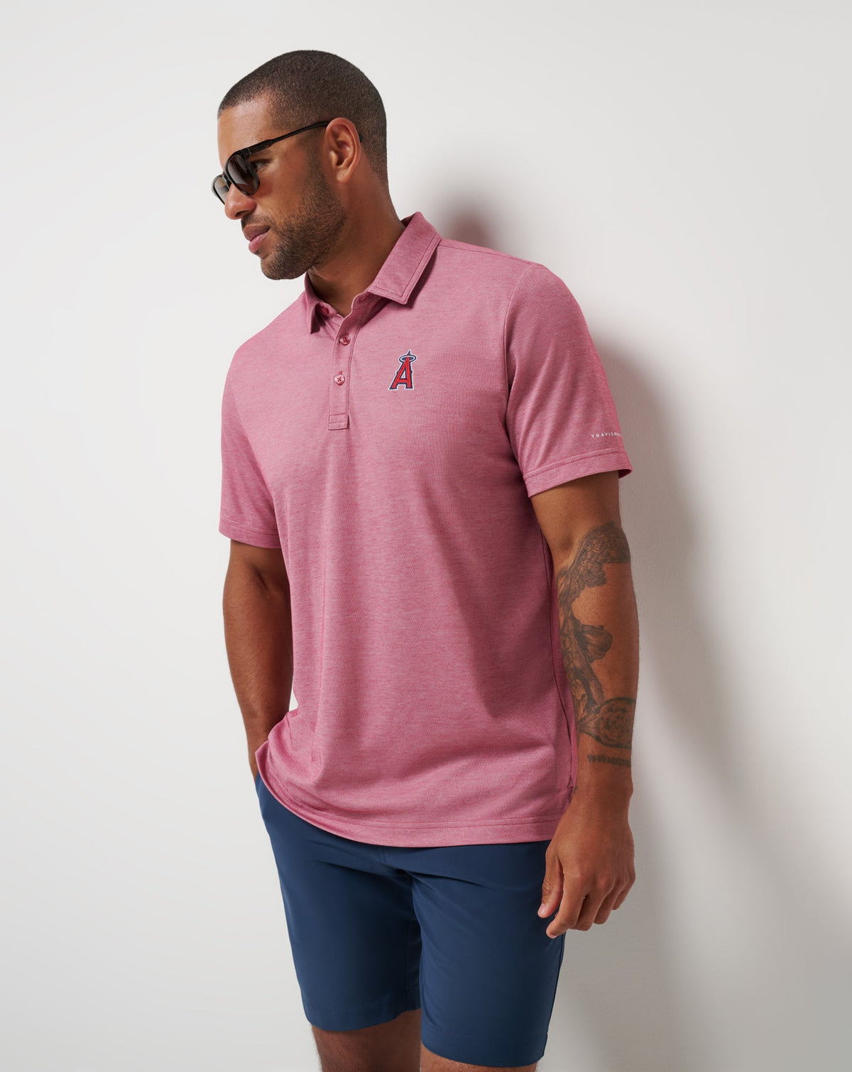 TravisMathew | Los Angeles Angels Playoff Pitch Polo - Heather Red