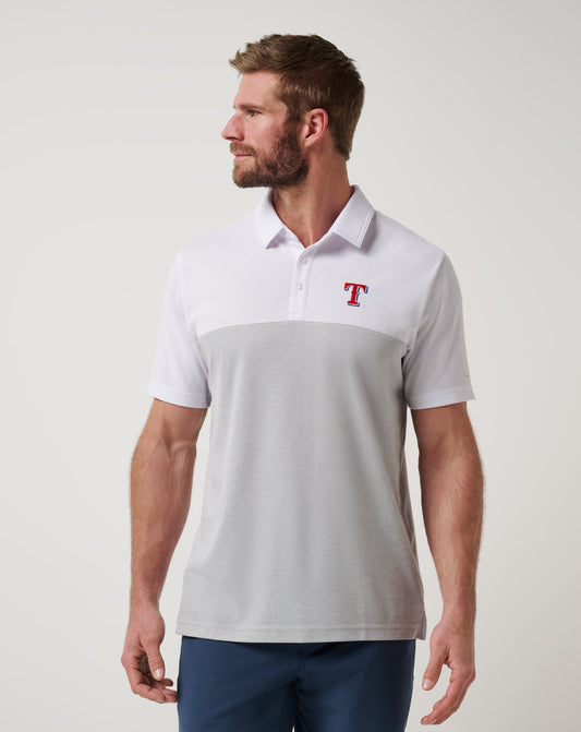 TravisMathew | Texas Rangers Home Run Leader Polo - White/Heather Grey