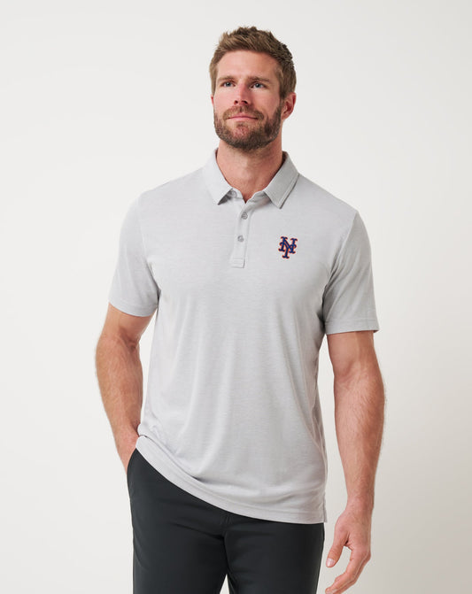 TravisMathew | New York Mets Playoff Pitch Polo - Heather Grey