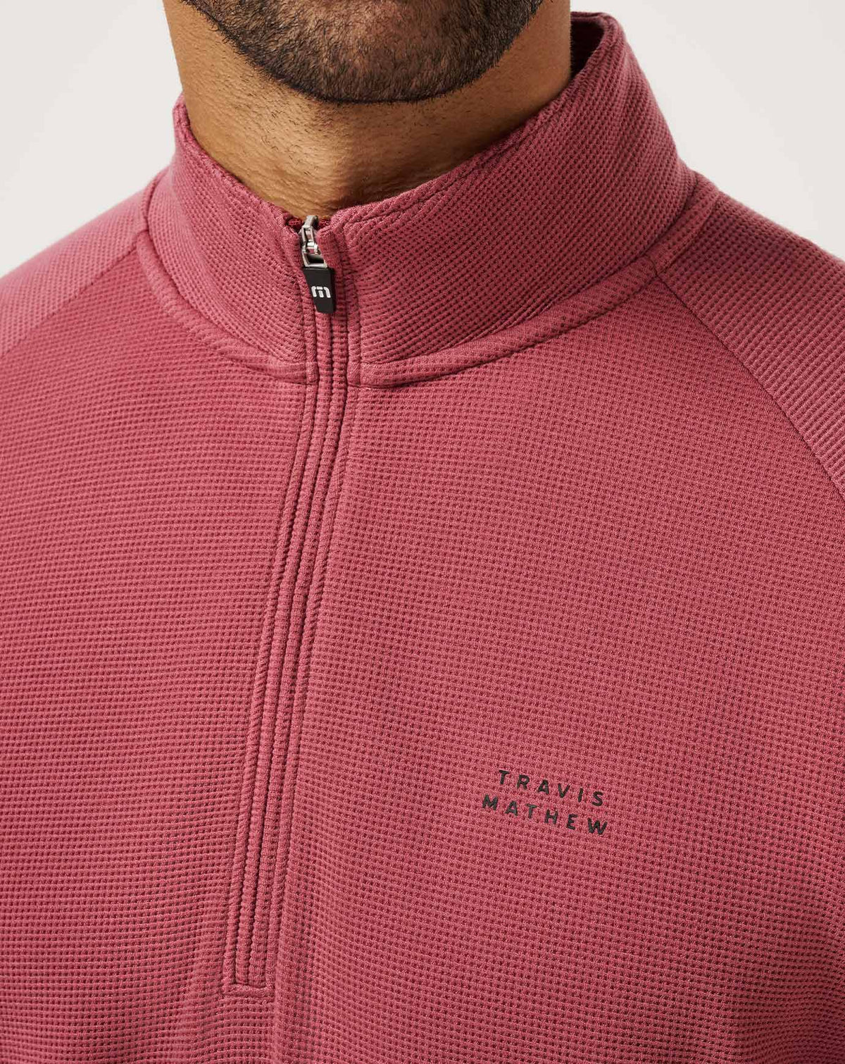 TravisMathew | Performance Waffle Quarter Zip - Roan Rouge