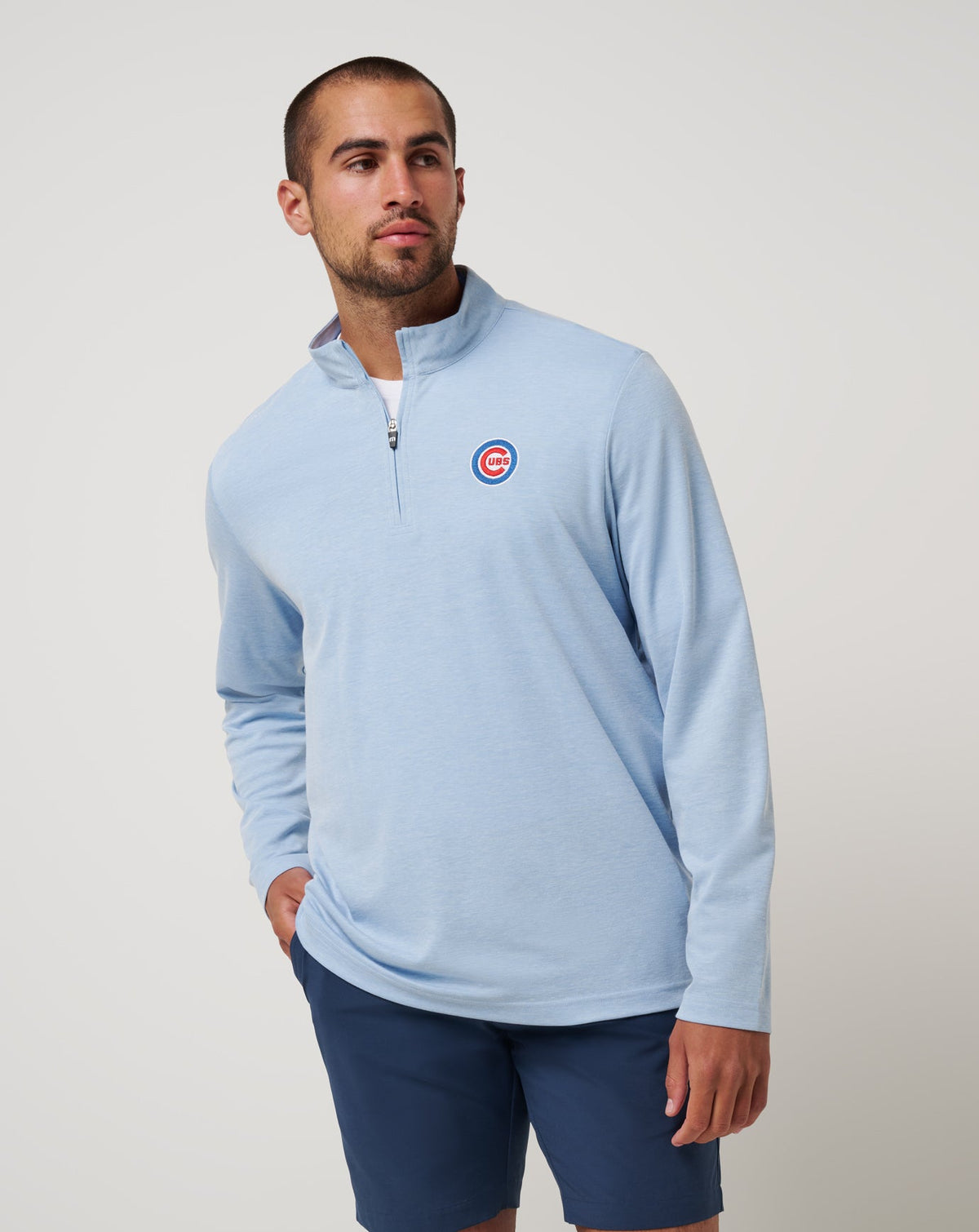 TravisMathew | Chicago Cubs Time To Tailgate Quarter Zip - Heather Blue