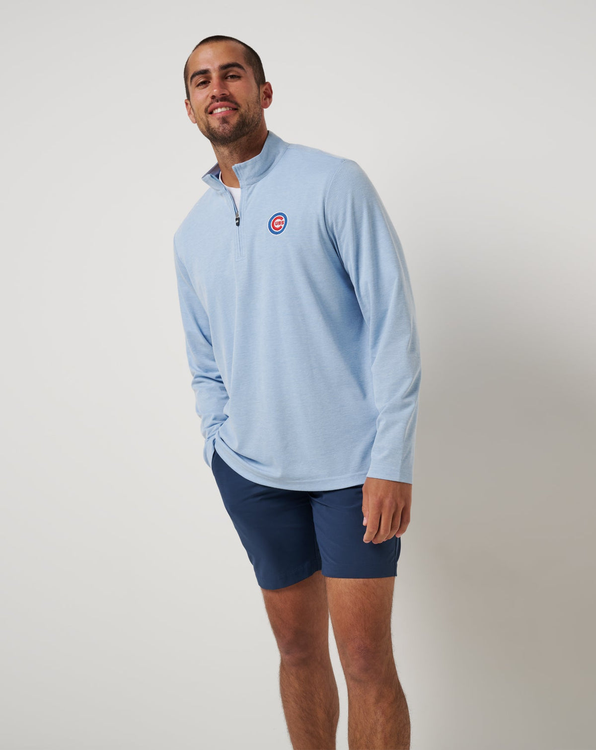 TravisMathew | Chicago Cubs Time To Tailgate Quarter Zip - Heather Blue