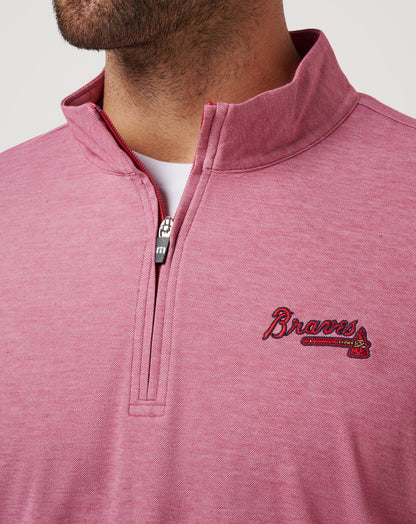 TravisMathew | Atlanta Braves Time To Tailgate Quarter Zip - Heather Red