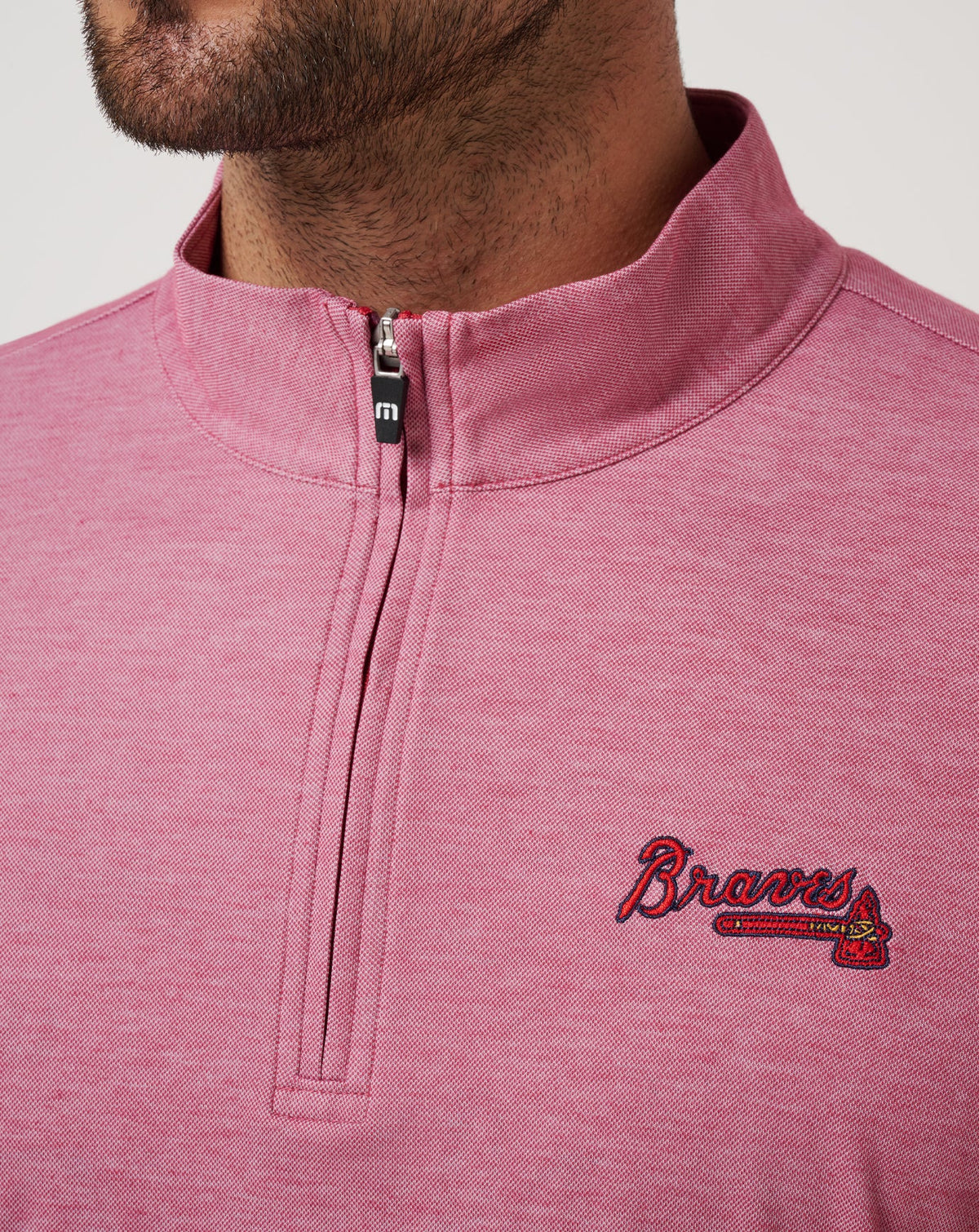 TravisMathew | Atlanta Braves Time To Tailgate Quarter Zip - Heather Red