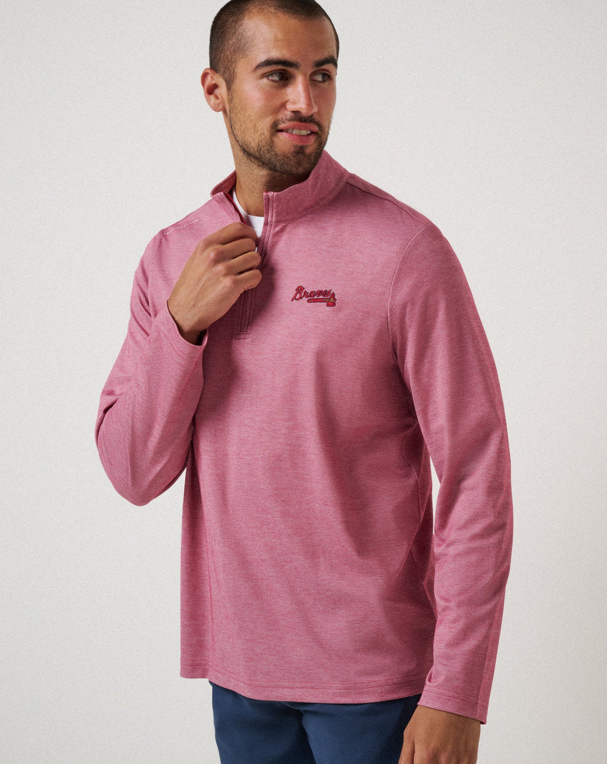 TravisMathew | Atlanta Braves Time To Tailgate Quarter Zip - Heather Red