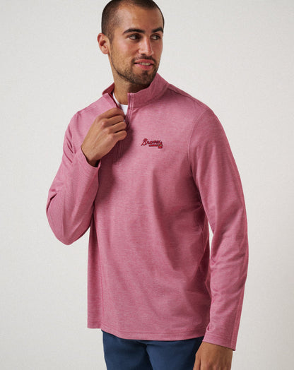 TravisMathew | Atlanta Braves Time To Tailgate Quarter Zip - Heather Red