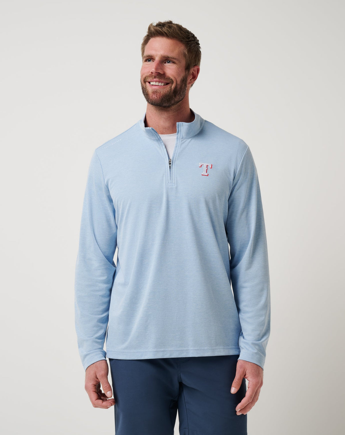TravisMathew | Texas Rangers Time To Tailgate Quarter Zip - Heather Blue