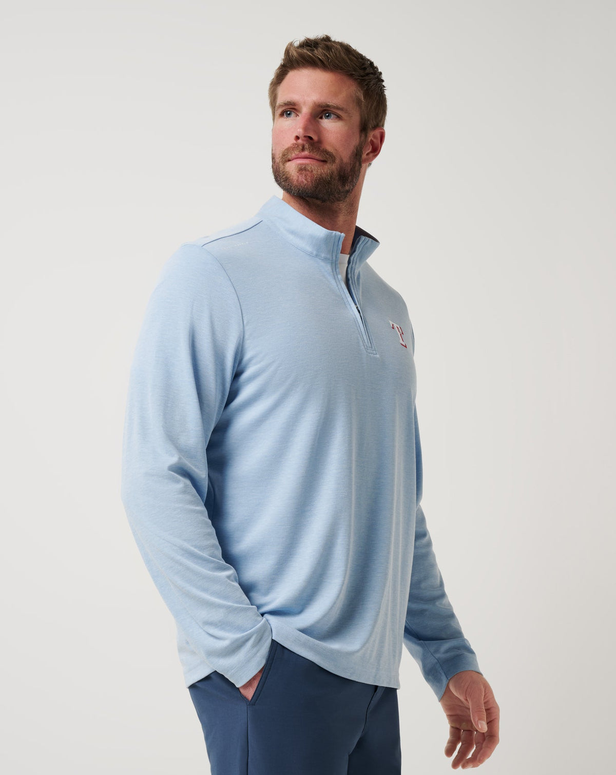 TravisMathew | Texas Rangers Time To Tailgate Quarter Zip - Heather Blue