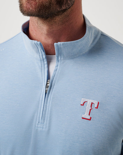 TravisMathew | Texas Rangers Time To Tailgate Quarter Zip - Heather Blue