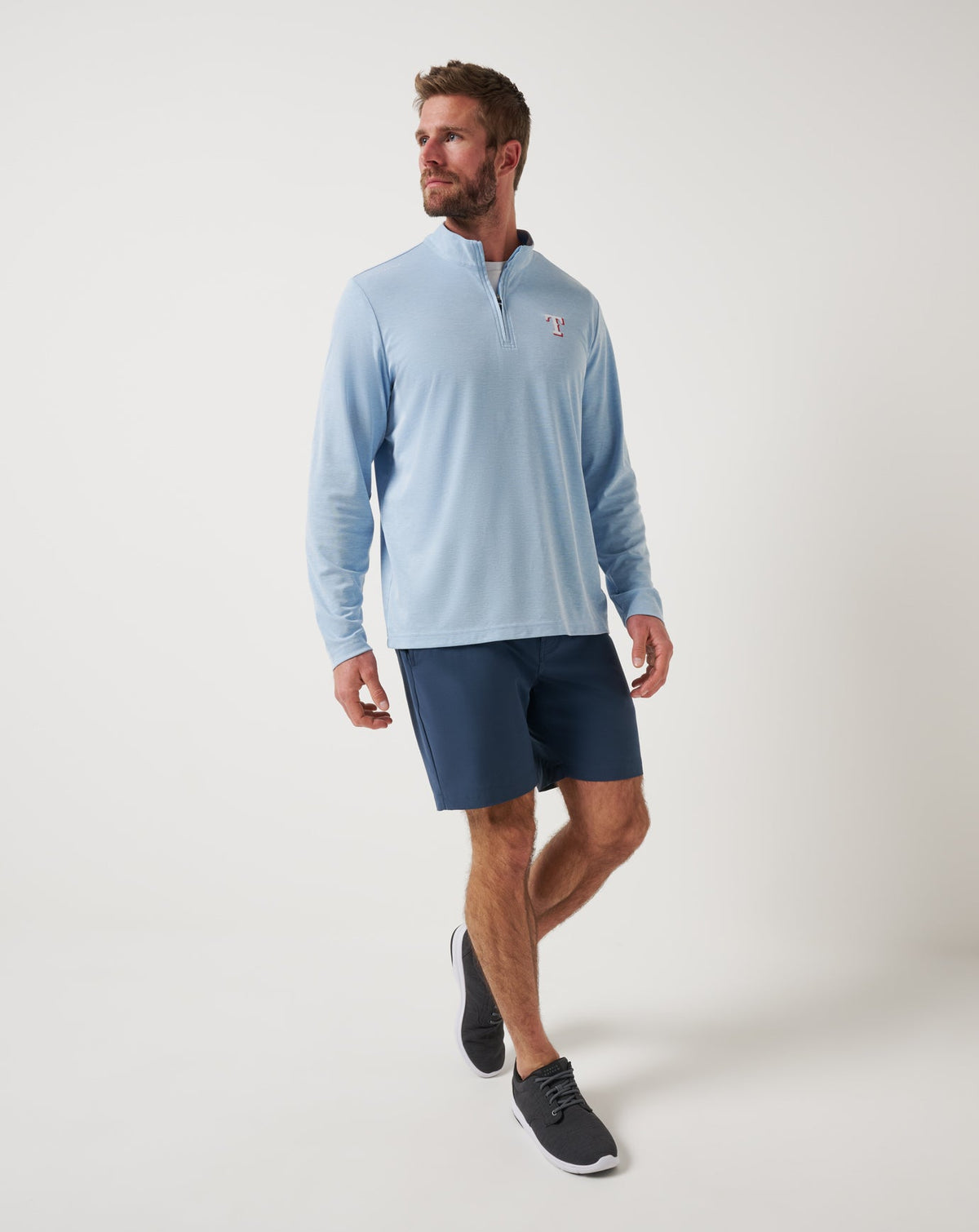 TravisMathew | Texas Rangers Time To Tailgate Quarter Zip - Heather Blue