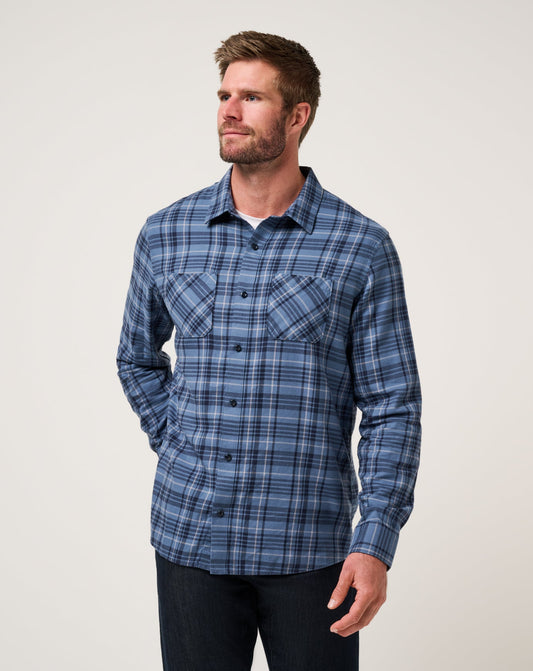 TravisMathew | Cloud Flannel Plaid Button-Up - Bering Sea/Sleet