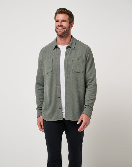 TravisMathew | Cloud Waffle Shirt Jacket - Dark Olive