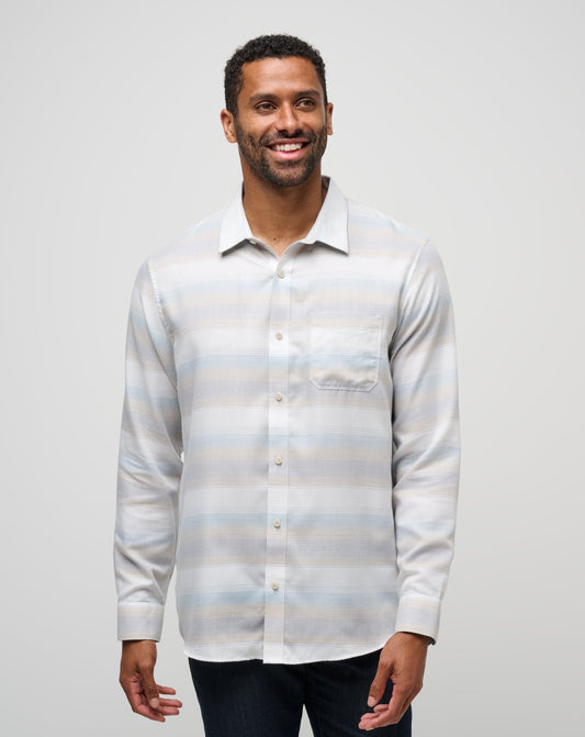 TravisMathew | Cloud Flannel Stripe Button-Up - Oxford Tan