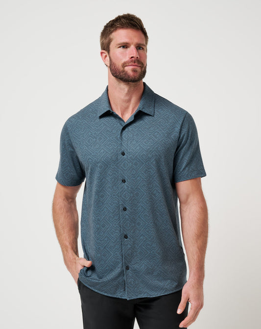 TravisMathew | Knit Featherweight Night Button-Up - Mood Indigo/Vintage Indigo