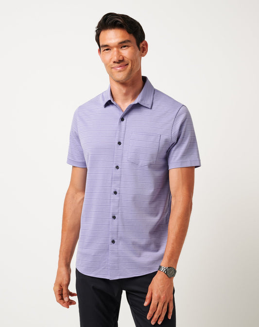TravisMathew | Knit Trip To The City Button-Up - Heather Violet Storm