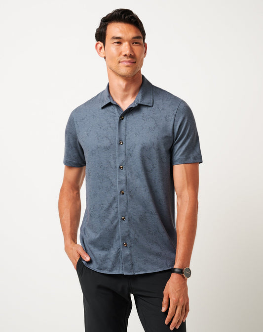 TravisMathew | Knit Featherweight Tides Button-Up - Mood Indigo/Vintage Indigo