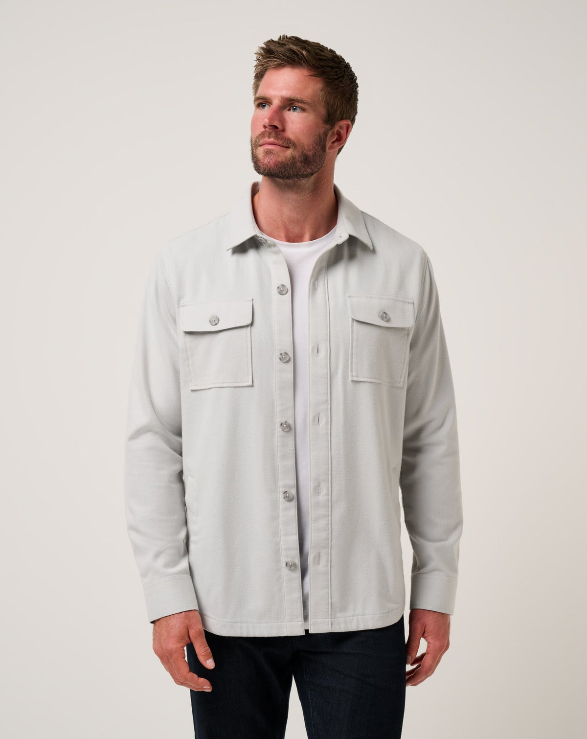 TravisMathew | Wanna Bet Shirt Jacket - Heather Light Grey