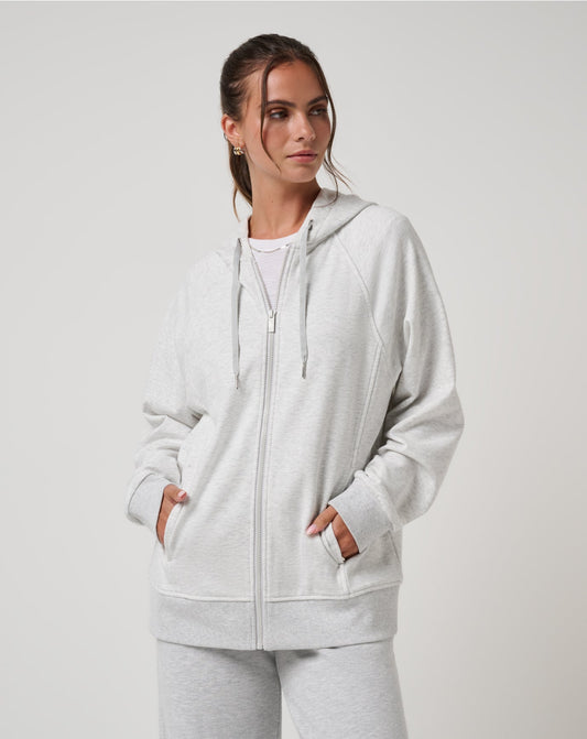 TravisMathew | Off Script 2.0 Cloud Full Zip Hoodie - Heather Light Grey