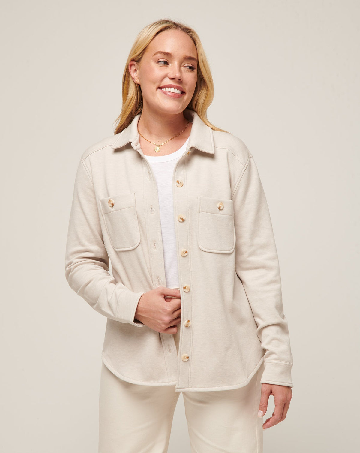 TravisMathew | Cloud Fleece Shacket - Heather Pumice Stone