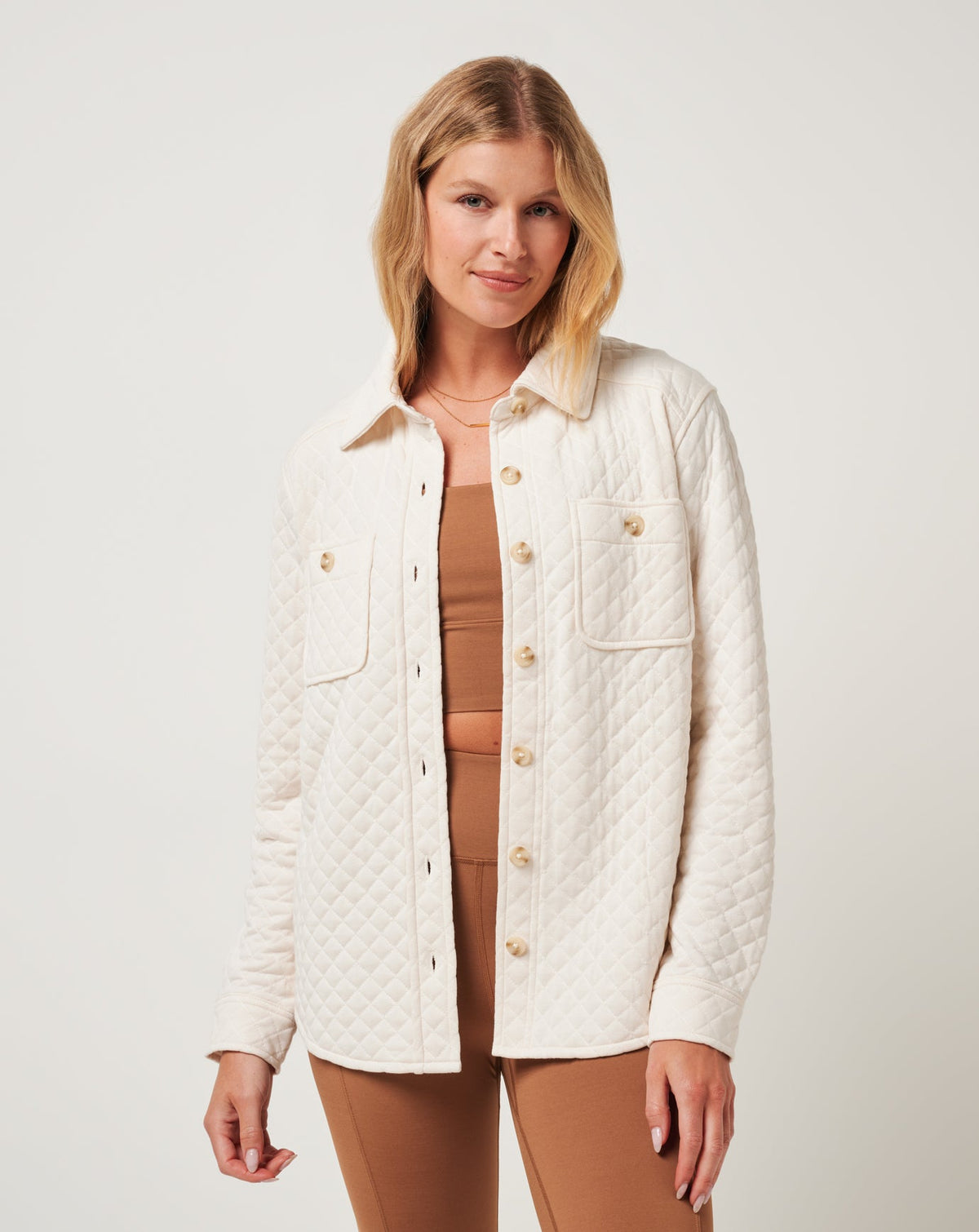 TravisMathew | Diamond Quilted Shacket - Eggnog