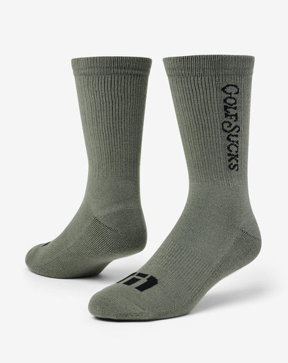 TravisMathew | Golf Sucks Crew Sock - Dark Olive