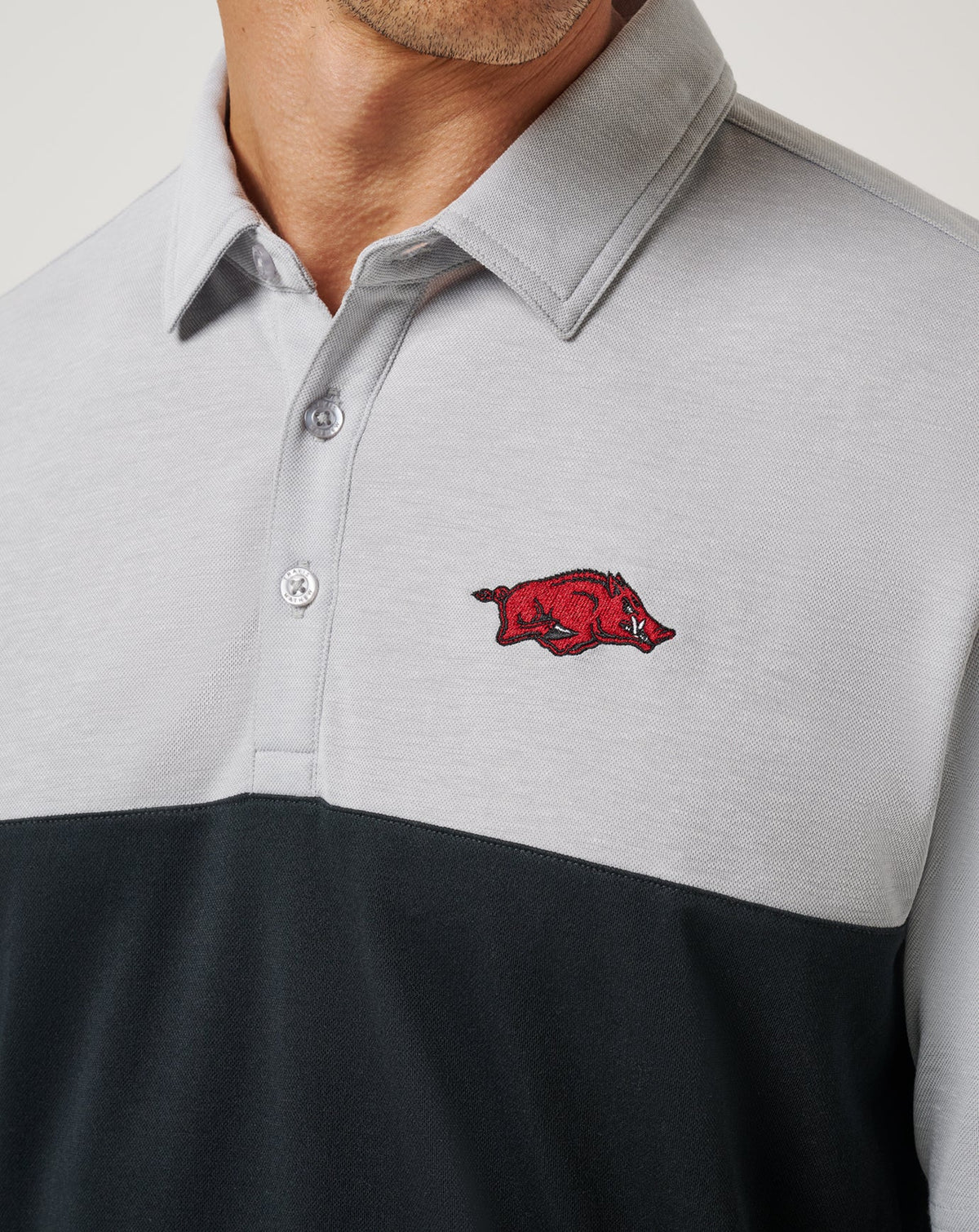 TravisMathew | Arkansas Drop Back Polo - Heather Grey/Black