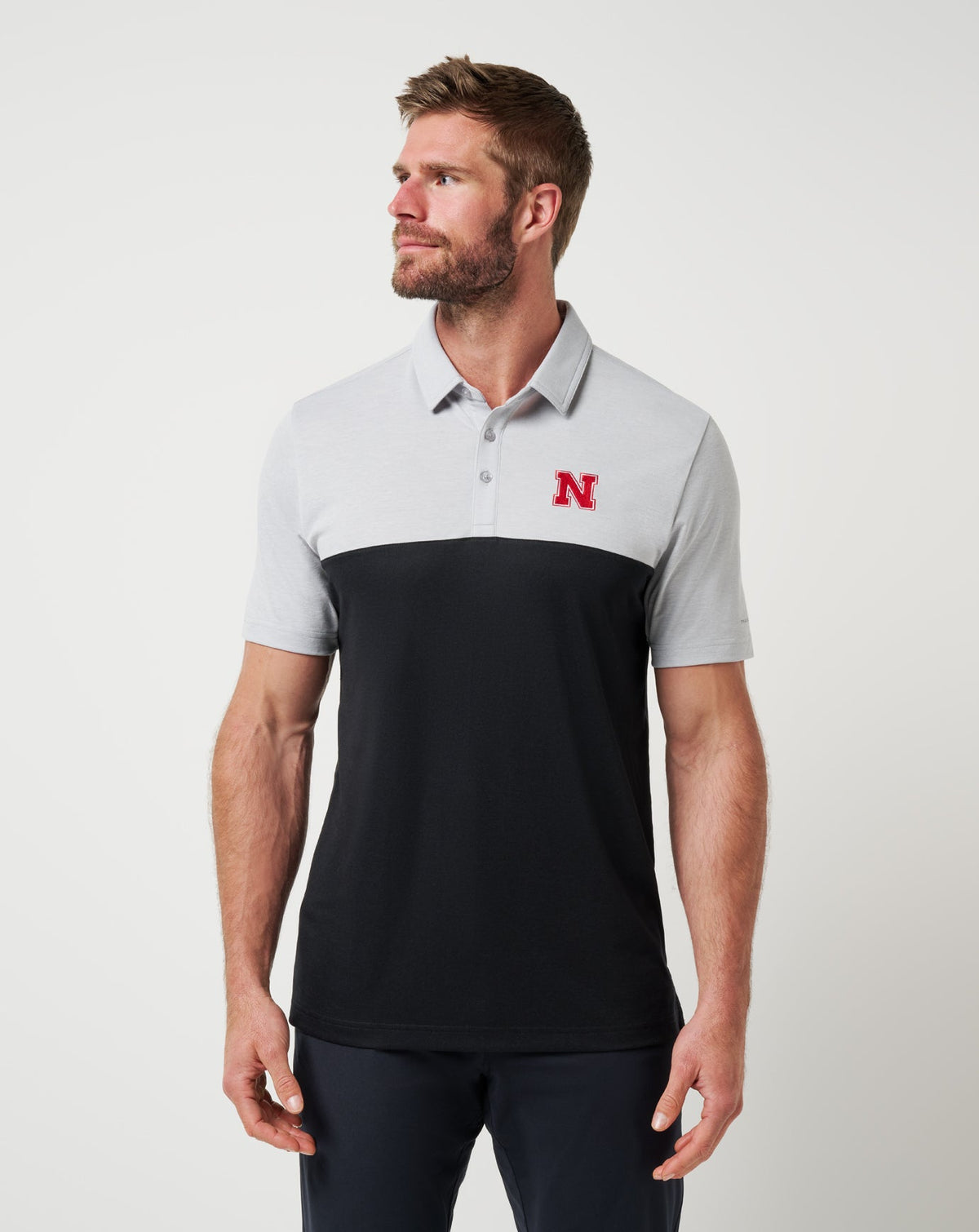 TravisMathew | Nebraska Drop Back Polo - Heather Grey/Black