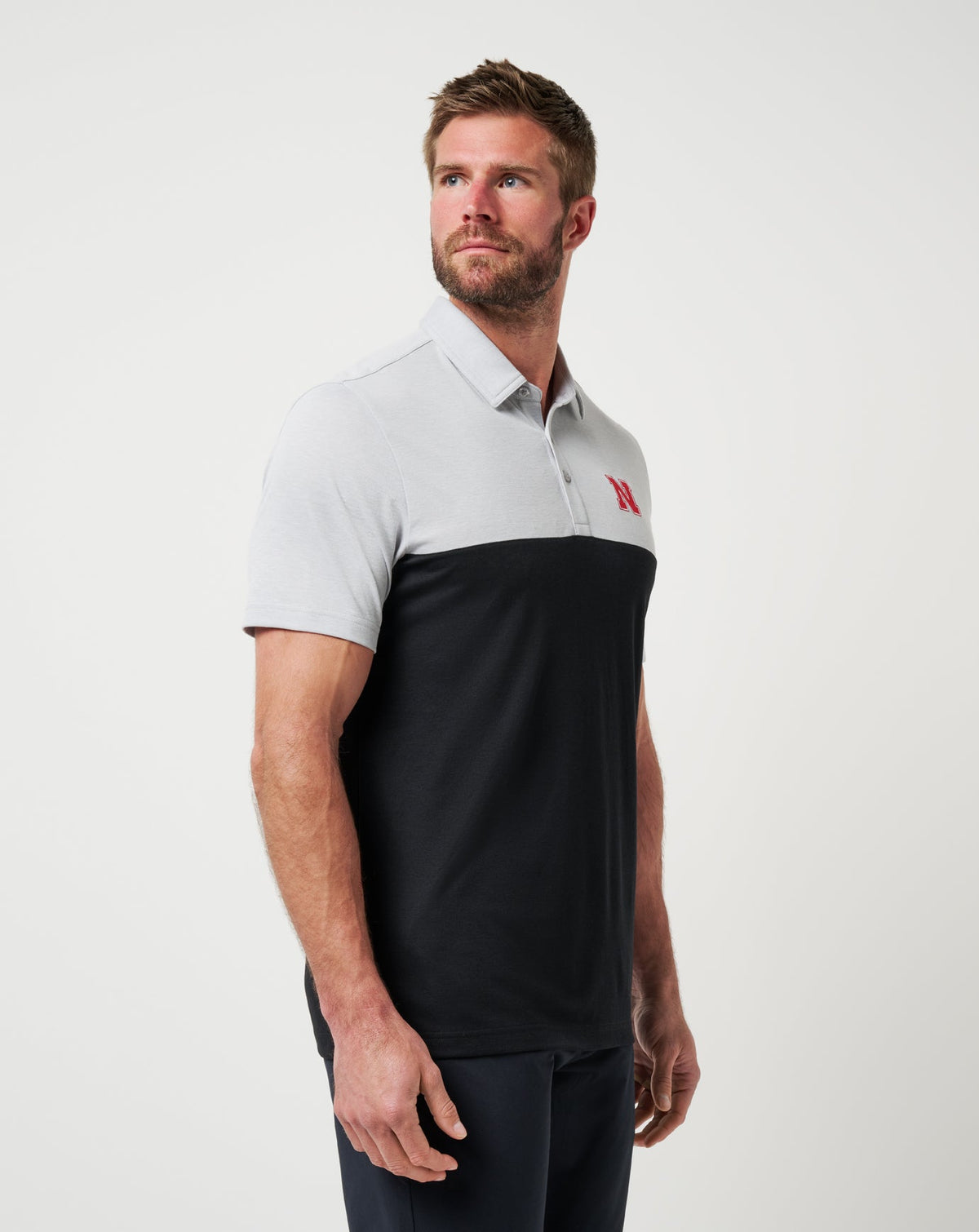 TravisMathew | Nebraska Drop Back Polo - Heather Grey/Black