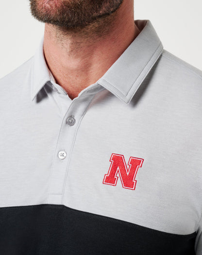 TravisMathew | Nebraska Drop Back Polo - Heather Grey/Black