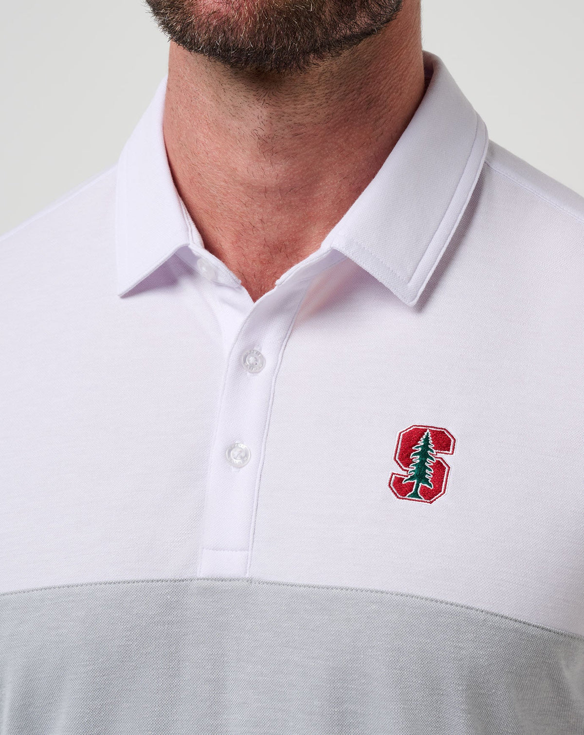 TravisMathew | Stanford Drop Back Polo - White/Heather Grey