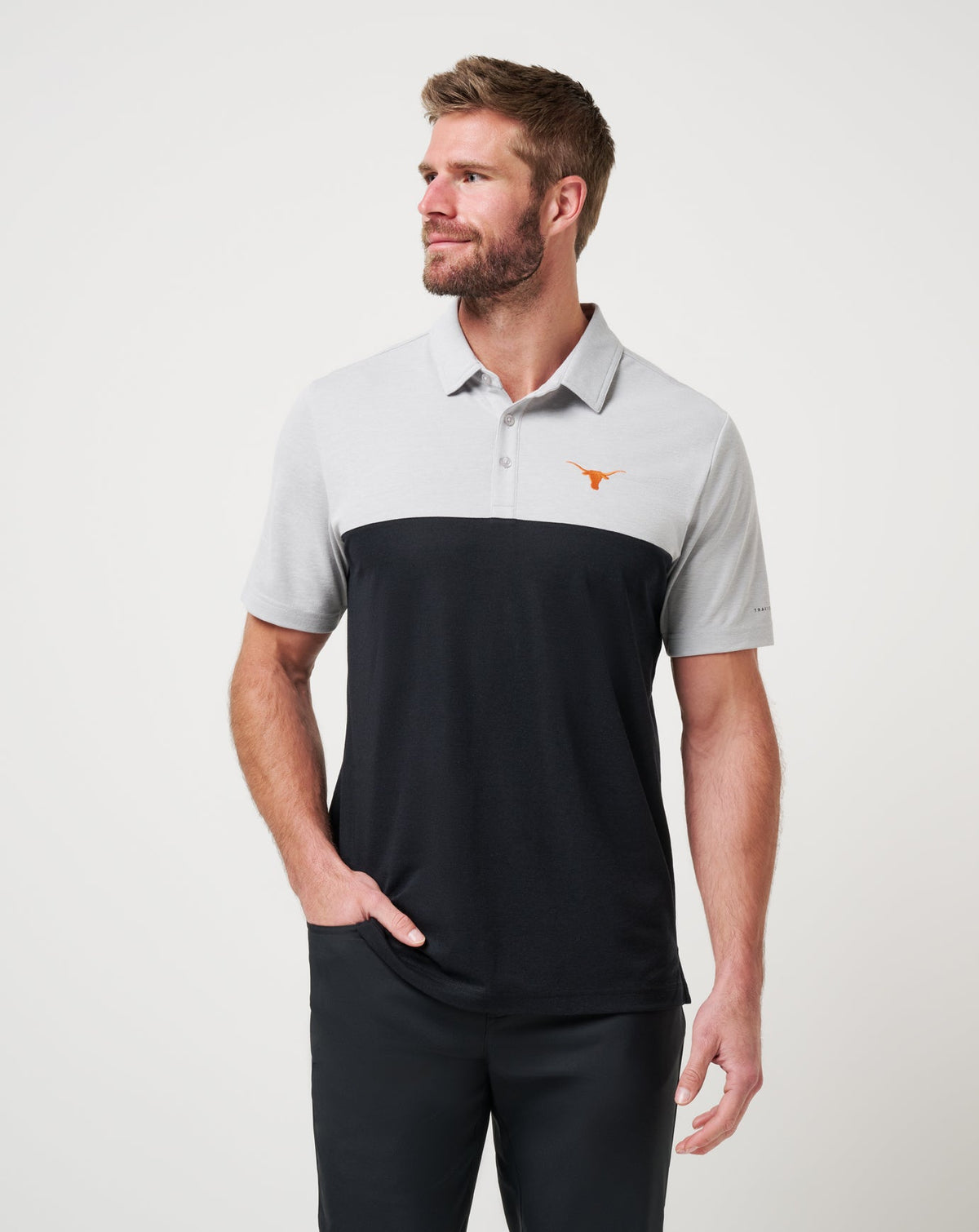 TravisMathew | UT Austin Drop Back Polo - Heather Grey/Black