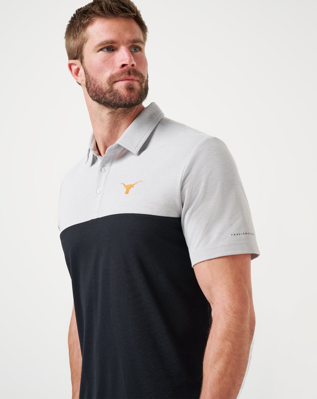 TravisMathew | UT Austin Drop Back Polo - Heather Grey/Black